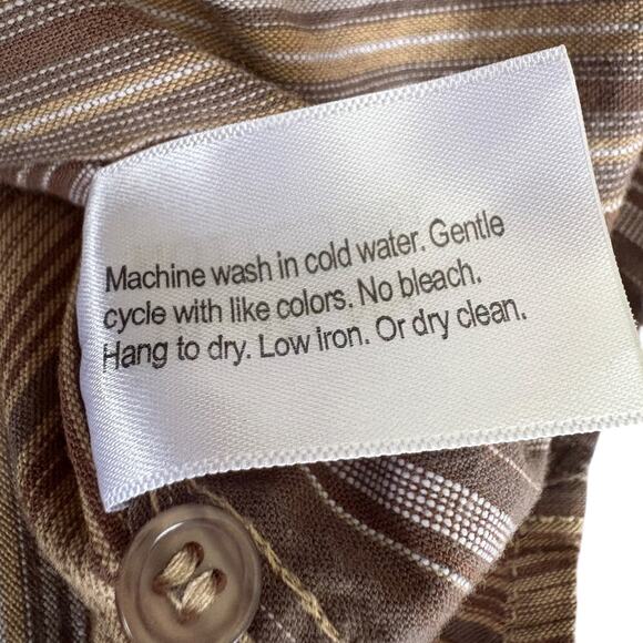 AT Collins Preppy Embroidered Button Down Shirt Hippie Striped Edgy Western XL - Picture 7 of 10